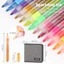 24-Color Glitter Acrylic Marker Pen, Glitter Metallic Shimmer Marker, Water-based Ink Glitter Pens for Rocks Egg DIY Crafts Making