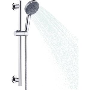 KES Handheld Shower Head with Adjustable Shower Slide Bar 5 Function Extra Long Hose Polished Finish, F204-PS-C1, Bushed Gray 