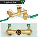 2 Way Heavy Duty Brass Garden Hose Splitter, 360° Rotatable Y Valve, Full Flow Large Ball Valve, Long Handle, Thickened Solid Brass, 3/4" GHT Thread for Outdoor Faucet, Lawn Irrigation, Car Wash
