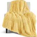 Bedsure GentleSoft Fuzzy Sherpa Faux Fur Twin Blanket Yellow Cozy Gifts for Women Men, Soft Fleece Plush Warm Thick Blanket Twin Size for Bed, Couch, Room Dorm Essentials Yellow Decor Gifts, 60x80 (16- Light Yellow)