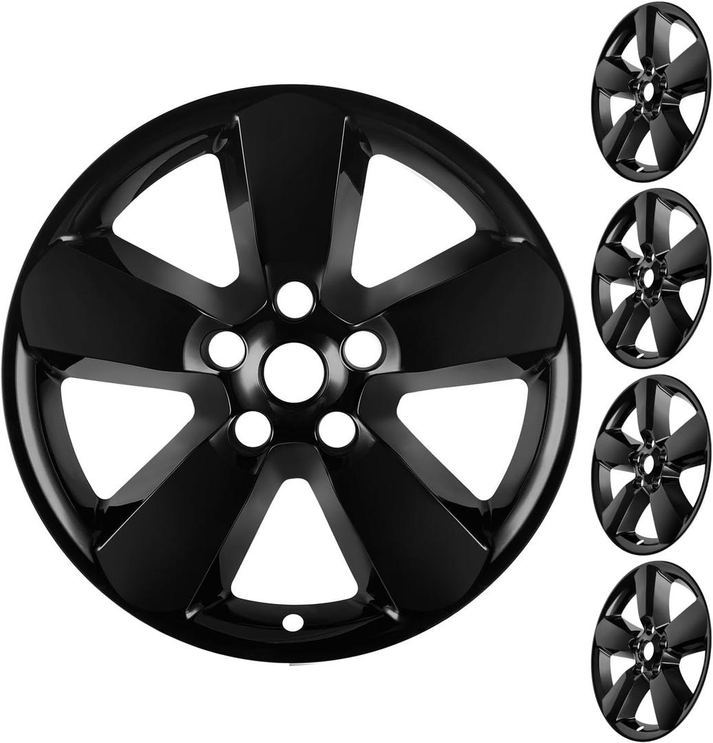 20 Inch Wheel Skins Compatible with 2013-2018 RAM 1500 PICKUP Factory Alloy Wheels, Glossy Black, Snap-On Wheel Covers, Set of 4