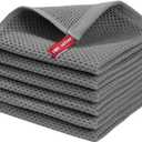 6 Pack 100% Cotton Kitchen Dish Cloths, Waffle Weave Ultra Soft Absorbent Dish Towels, 12 x 12 Inches Kitchen Towels for Drying Dishes, Gray