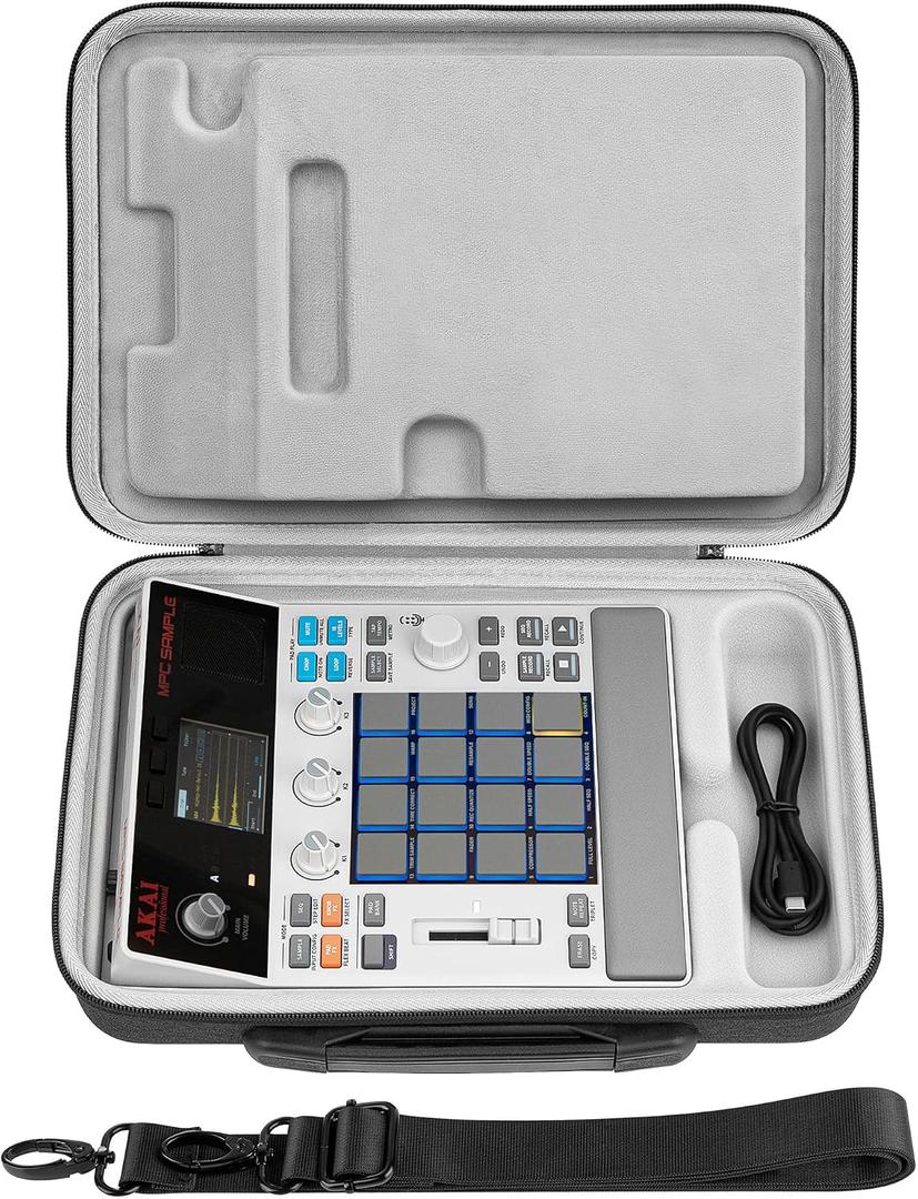 GEEKRIA Hard Shell Travel Case Compatible with Akai Professional MPC Sample Portable Groovebox, Audio Sampler Carrying Bag (Dark Grey)