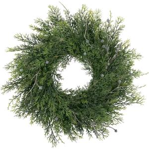SHACOS Artificial Winter Greenery Wreath 14" Small Pine Wreath Christmas Cabinet Cedar Wreaths Xmas Decoration for Home Kitchen Window Door Candle Ring Chair Wall Table Centerpieces Farmhouse Holiday