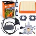Ignition Coil Carburetor Kit for Stihl FS120 FS200 FS250 FS300 FS350 Trimmer with Air Filter Spark Plug Fuel Filter Carburetor Gasket