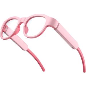 Kids Blue Light Glasses with Bluetooth Audio,Smart glasses,RGB 7-color light, Kids Smart Glasses Gifts (Pink)