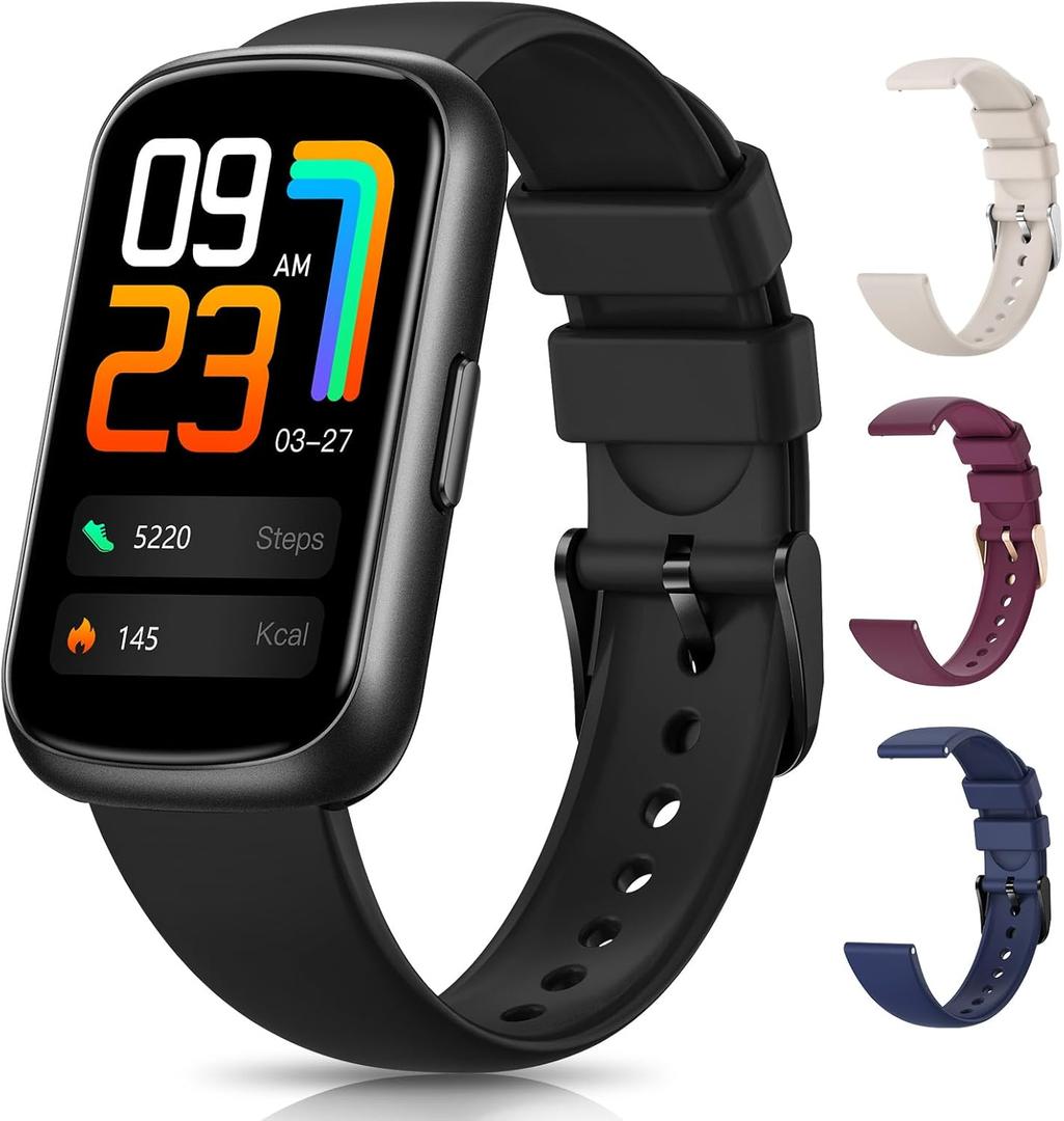 Fitness Tracker, Smart Watches for Women Men with Heart Rate/SpO2/Sleep Monitor, IP68 Waterproof Fitness Watches for Women Men, Step Tracker & Smart Watch for Android iPhone,Pedometer Watch, Gift (Black)