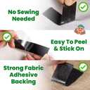 (1x4 Inch, 16 Sets) Strips with Adhesive for Fabric, No Sew Stick On for Fabric, Sticky Back for Clothes, Curtains - Heavy Duty Double Sided Hook and Loop Hem Tape Fasteners, No Sewing No Iron, Black