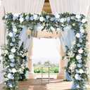 Lvydec 2 Pack Artificial Peony Flower Garland - 6ft Silk Peony Vine Willow Leaves Garland Blue and White Arch Flower Vine for Wedding Party Table Decoration (Blue)