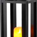 TRIROCKS Large Outdoor Lanterns 17" Decorative Candle Lantern Black Metal Hanging Lantern with LED Flickering Flameless Timer Candle for Home Garden Modern Farmhouse Patio Front Porch Decor (No Glass)