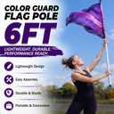 Color Guard Flag Pole 6ft Lightweight Aluminum Color Guard Flagpole for Performance and Practice, 3 Section Splicing Design with End Caps and Fastener Straps, Silver Professional Flag Pole