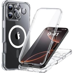 ESR for iPhone 16 Pro Case, Compatible with MagSafe, FullBody MilitaryGrade Drop Proof Case with Builtin 9H+ Tempered Glass Screen Protector, Armor Series, Clear