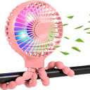 Versatile Battery Operated Stroller Fan Flexible Tripod Clip On Fan with 3 Speeds and Rotatable Handheld Personal Fans for Car Seat Crib Bike Treadmill (Pink)