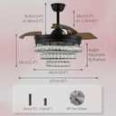 42" Black Fandeliers with Lights Dimmable LED Crystal Ceiling Fan Individual 3 LED Color Change with Timi Memory Function, 24.4 inches