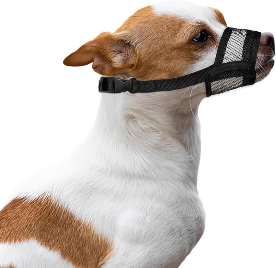 Flintstone Dog Muzzle for Small Dogs  Soft Air Mesh Small Dog Muzzle | Breathable Muzzles to Prevent Biting Chewing Grooming | Drinkable Mussels for Dogs X-S (3.9- 5.1)