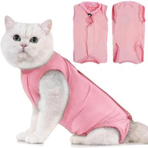 Avont Cat Recovery Suit - Kitten Onesie for Cats After Surgery, Cone of Shame Alternative Surgical Spay Suit for Female Cat, Post-Surgery or Skin Diseases Protection -Pink(L)