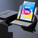 Keyboard Case for iPad 9th/8th /7th Gen Case with Keyboard 10.2inch, Rotating Magnetic Detachable Wireless Keyboard with Round Keycaps and Pencil Holder (B Style-Black)