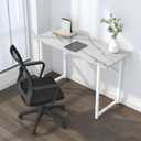Lutown-Teen 47 inch Folding Desk No Assembly Required, Writing Gaming Computer Camping Table, Home Office Desk, White Marble