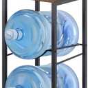 MOOACE 5 Gallon Water Jug Rack, 2 Tier Water Bottle Holder Organizer with Storage Shelves, Water Dispenser Stand Shelf for Office Kitchen Living Room, Rustic Brown