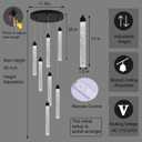 Crystal Staircase Chandelier, Modern Black Spiral Dimmable LED Cluster Raindrop Foyer Chandelier Lighting, Bubble Living Room Hanging Light Fixture 7 Light Remote Control, 11.8 Inches