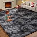 8x10 Feet Area Rugs for Living Room, Shag Fluffy Bedroom Carpet, Soft Rugs for Nursery, Furry Rugs for Girls Boys Kids Room, Extra Large Fuzzy Rug, Tie-Dyed Dark Gray