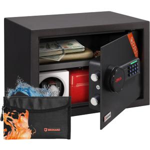 Family Electronic LCD Safe 9.84"H x 13.78"W x 9.84"D with Fireproof Bag, Home Safety Box 0.71 Cubic Feet with Removable Shelf for Documents A4, Digital Keypad Lock & LCD Screen