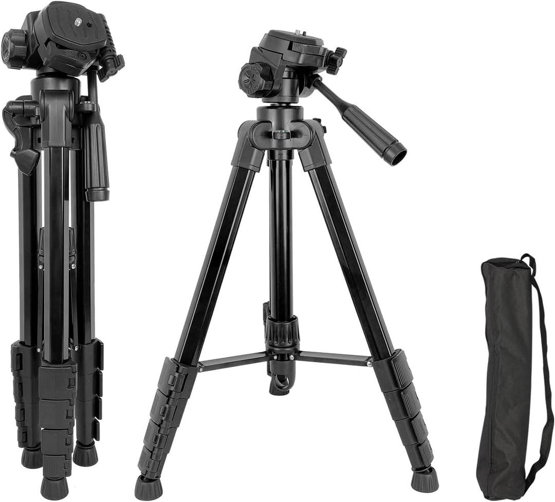 Camera Tripod Stand, Travel Tripod with Tripod Bag, 51" Heavy Duty Tripod for Camera, Phone, Ring Light, Webcam, Camcorder, Projector, Max Load 11LB
