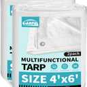 TARPAL 4x6 Feet White Tarp Waterproof(2 Pack) Small tarps Multipurpose Protective Cover All Purpose Poly Tarps Cover for Firewood Outdoor Furniture etc
