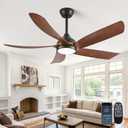52" Modern Farmhouse Ceiling Fan with Light & Remote, Walnut