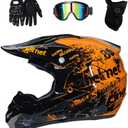 Dirt Bike Off-Road Motocross ATV Motorcycle Helmet for Men Women,Professional Competition Helmet DOT Certified (Orange, Large)