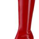 DREAM PAIRS Women's Gogo Boots Square Toe Chunky Wide Calf Knee High Boots For Women (5.5, Red/Patent/Pu)