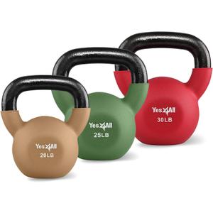 Yes4All Kettlebells 5lbs-65lbs & Kettlebell Sets Adjustable Weights, Kettlebell for Weight Training, Home Workout Equipment with Secure Grip for High Rep, Exercise Equipment (Q. Set 20lb + 25lb + 30lb)