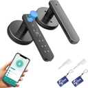 Fingerprint Door Lock Smart Fingerprint Door Knob with Keyless Entry Biometric Door Lock with Keypad App Control Easy Installation for Home Bedroom Office, (Black)