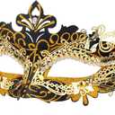 Hoshin Masquerade Mask, Mardi Gras Deecorations Venetian Masks for Womens (Black With Gold Line)