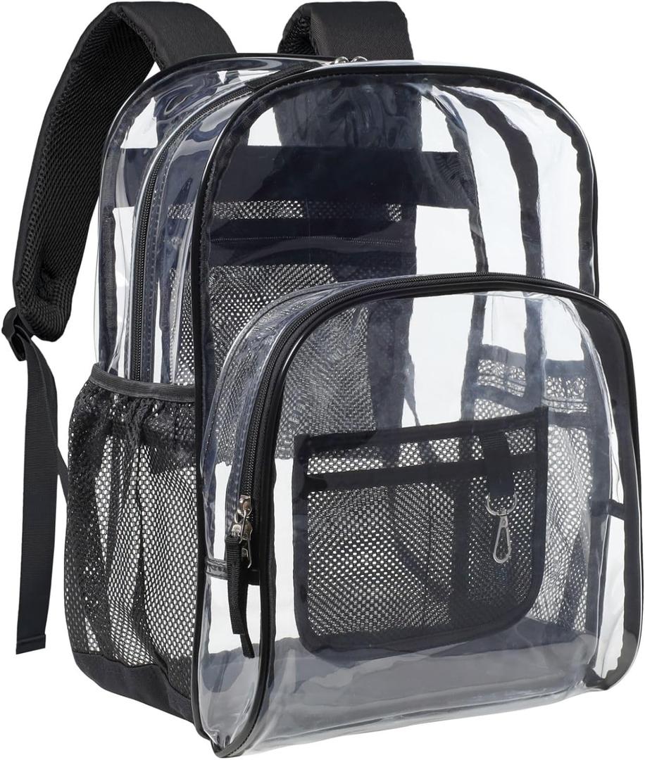 PACKISM Clear Backpack - 17 inch Heavy Duty Clear Backpacks for School, Large Transparent Bookbag for Students (Age 12+)