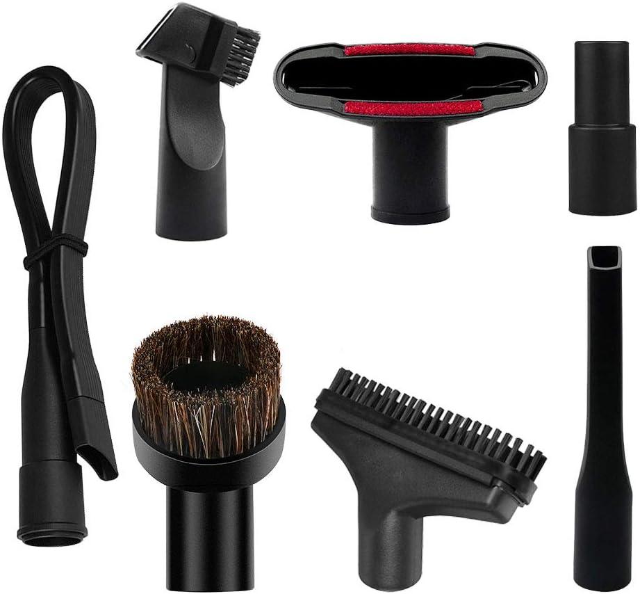 E.LUO Universal Vacuum Cleaner Replacement Brush Tip Accessory Combination for Shop Vac Accessories,32mm (1 1/4 inch Vacuum attachments) and 35mm (1 3/8 inch) Vacuum Accessories Dusty Brush Kit, 7 Set
