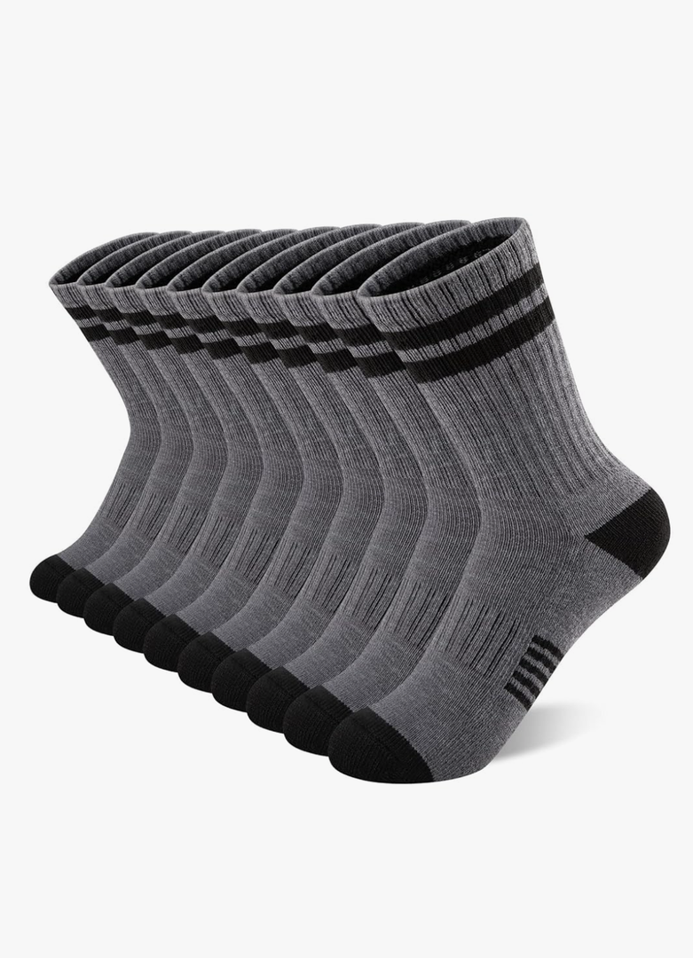 Comfoex 10 Pairs Boys Crew Long Athletic Socks for 4-6 Years Old Kids Calf Sports Half Cushioned