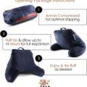 Nestl Reading Pillow with Shredded Memory Foam, Designed for Sitting Up in Bed and Couch, Back and Arms Adjustable Support for Adult & Teens Backrest Pillows for Reading, with Washable Cover Navy Blue