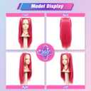 FantaLook Long Straight Hot Pink Cosplay Wig with 2 Ponytails for Women Halloween Party Costume