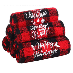 MCEAST 6 Pack Christmas Hand Towels 18 x 14 Inches Red and Black Buffalo Plaid Christmas Soft Washcloths Pure Cotton Towels for Bathroom Kitchen Home and Xmas Decoration