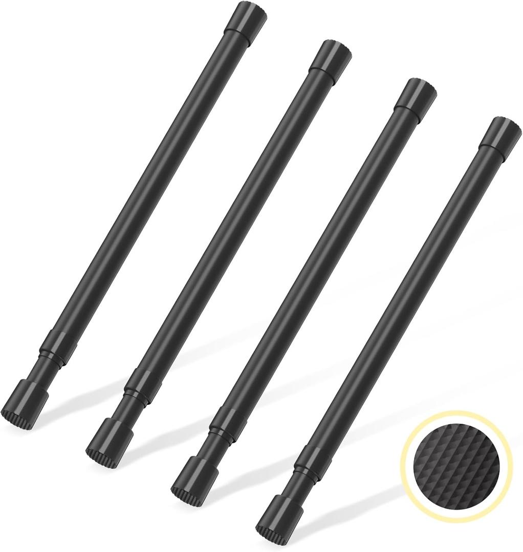 4 Pcs Small Tension Rod 12-20 inch Spring Rod, Tension Rod Spring Tension Rod, Small Tension Curtain Rod, Mini Tension Rods for Closet, Cabinets, Cupboard, Drawers, Black