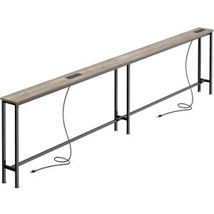 SUPERJARE 102.3 Inch Sofa Table with 2 Power Outlets and USB-C Ports, 5.9 Inch Narrow Console Table with Storage, Extra-Long, for Entryway Hallway Couch Behind Sofa, Small Spaces, Oak, 5.9"d X 102.3"w X 29.7"h
