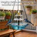 2026 New Solar Cascade Hanging Bird Bath Fountain Outdoor Bowl Bird Bath with Solar Pump, Large Hanging Fountain for Hummingbirds, Gardens, Patio & Backyard (Blue)