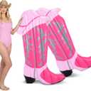 2 Pcs Pink Cowgirl Boot Pool Float Inflatable Pool Rafts 4.6 ft Tall Bachelorette Decor Singles Party Western Cowgirl Theme Decor Summer Lounge Raft Toys for Adults Bride