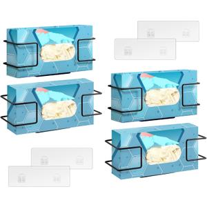THYGIFTREE Glove Box Holder Wall Mount Dispenser, 4 Pack Metal Rack for Disposable Nitrile, Latex & Vinyl Gloves, Fits 100 & 200 Count Boxes for Kitchen, Garage, Lab, Black