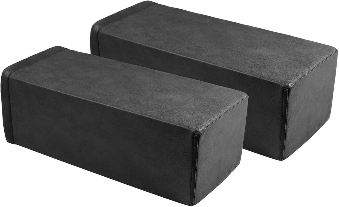 M Mute Touch 2 Pack Couch Arm Rest Pillow, 8''x8''x20'' Faux Leather Waterproof Cover, High Density Foam Armrest Cushion, Removable & Washable Elbow Support for Sofa, Bed, and Armchair (Black)