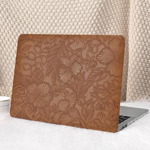 Seorsok Compatible with MacBook Air 13 Inch Case 2022 2021 2020-2018 Release A1932 A2179 M1 A2337,Elegant Leaves Flowers Leather Plastic Hard Shell Case with Keyboard Cover,Dark Brown Blooming Floral