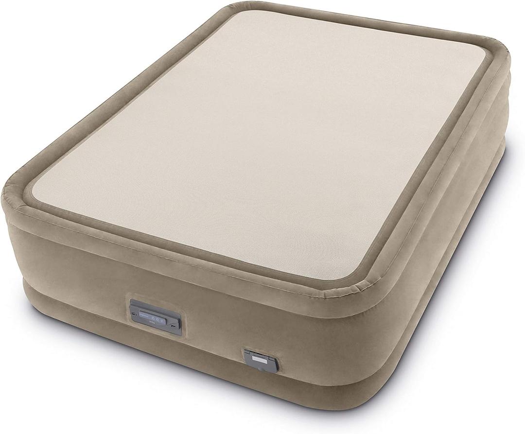 Intex PremAire ThermaLux Air Mattress with Digital Comfort Internal Pump, Queen, 20in Bed Height, Tan