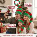 BigOtters Christmas Elf Hat, Long Striped Felt Hat with Cute Brooch Pin for Kids Adults