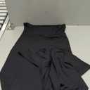 VOYJOY Fold Over Straight Leggings Womens Wide Leg Yoga Pants No Front Seam 31.5" Mid Low Waist Stretch Sweatpants (Medium, Black)